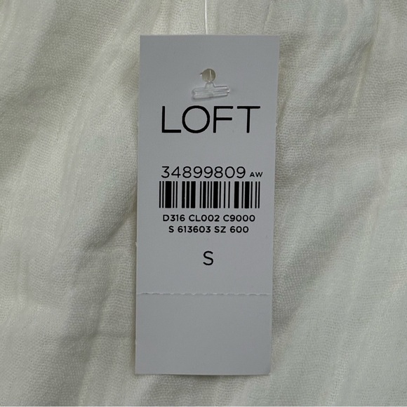 LOFT Square Neck Flounce Swing Dress Size S Cotton Muslin Mini White NEW - Picture 12 of 12